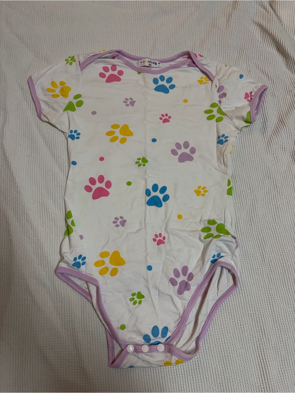 Little for big purple paw print adult onesie